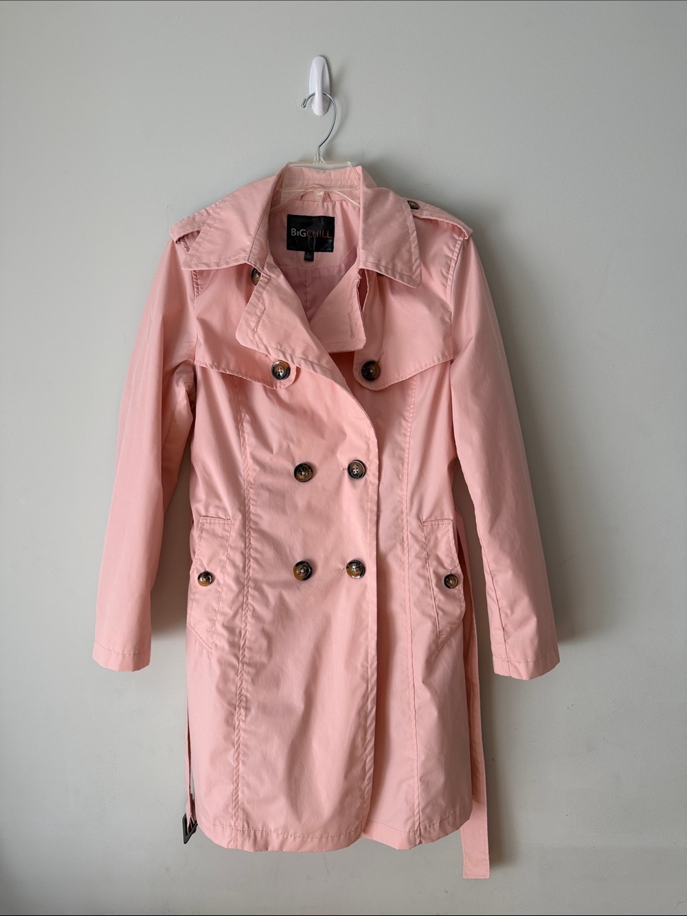 Big Chill Women's Blush Pink Double-Breasted Trench Coat